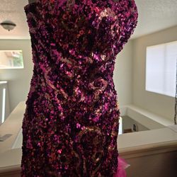 Pink formal dress with sequence 