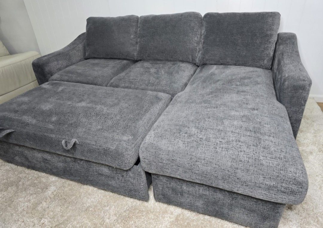 LIKE NEW - Coddle Aria Fabric Sleeper Sofa with Reversible Chaise and Storage Modern Dark Gray