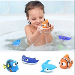 Toy Baby Bath Squirt Toys,Shark Bathtub Water Toys,4pcs 