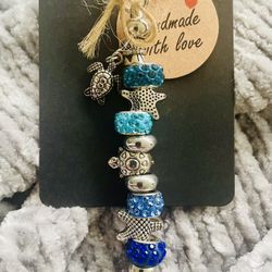 Handmade Beaded Bookmark, Ocean Theme, Valentines Day Gift