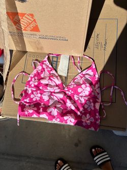 Pink Floral Bikini Top