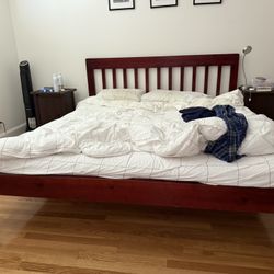 King Size Mattress And Bed Frame, With 2 Matching  Night Stands 