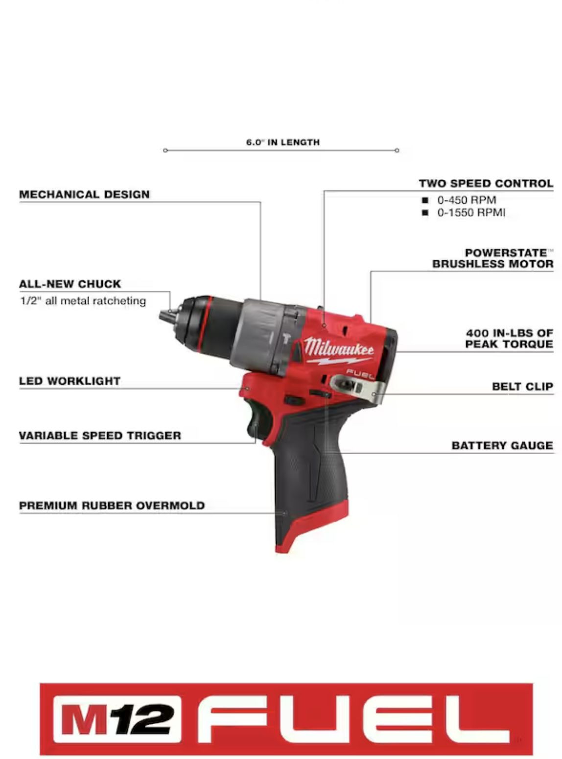 Milwaukee M12 Fuel 1/2” Drill / Driver