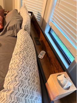Queen bed frame- wood and metal