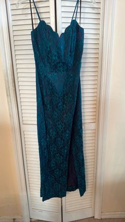 Teal Lace Formal Maxi Dress