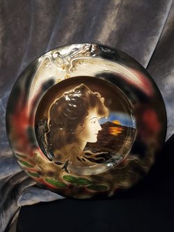 CICO Germany Majolica 16" Platter, Nouveau Mucha Lady