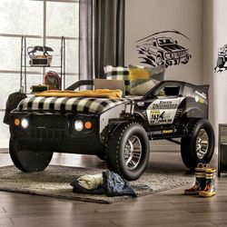 OFF ROAD CAR  TWIN SIZE KIDS CRIB LED LEIGHTS CAMA CARRO