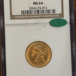 1881 $5 Liberty Gold Half Eagle – NGC MS64 CAC – Premium Example