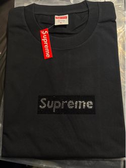 Supreme black rhinestone tee XL