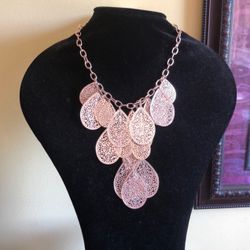 Statement Rose Gold Necklace & Earrings Set