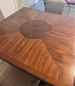 Wood Dining Table with Lazy Susan