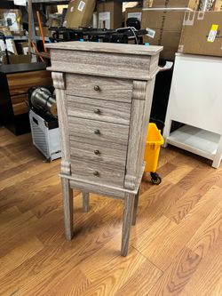 Standing Jewelry Armoire with 5 Drawers