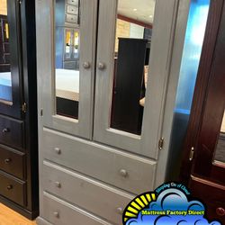 Grey Pinewood Tall Wardrobe Closet Ropero New