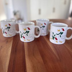 Vintage Christmas Goose Mug Set