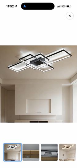 Modern LED Ceiling Light / Chandelier with Remote Control (Black)