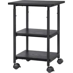 Printer Stand 3-Tier Machine Cart with Wheels and Adjustable Table Top Black
