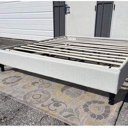 New King Size Platform Bed Frame Ivory