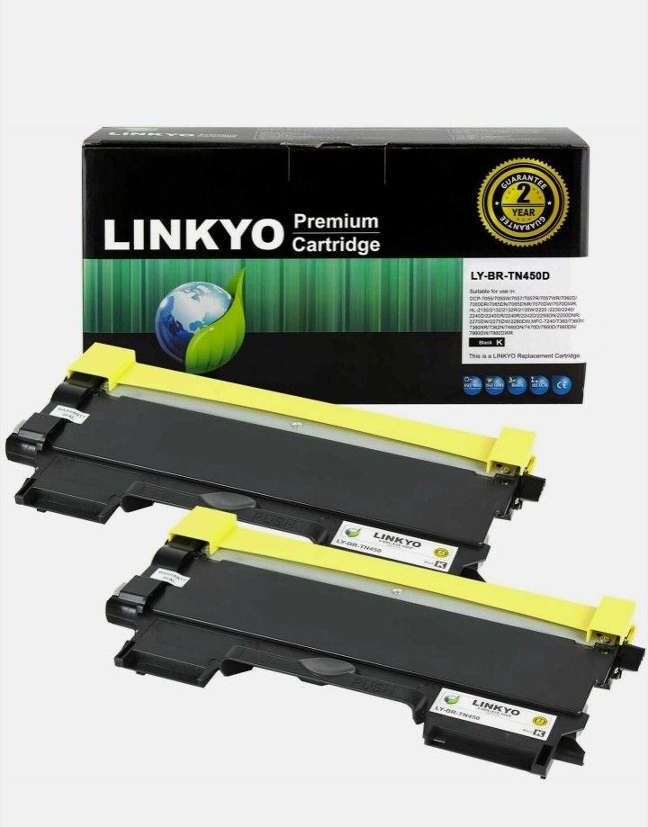 3 Pk.- LINKYO Compatible Replacement for Brother Tn450 High Yield Black Toner
