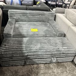 Thomasville Fabric Oversized Chair With Storage Ottoman