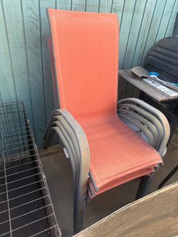 Red patio chairs