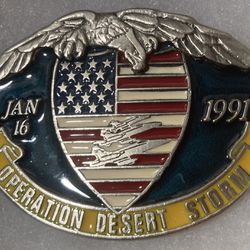 Vintage 1991 Belt Buckle Operation Desert Storm 