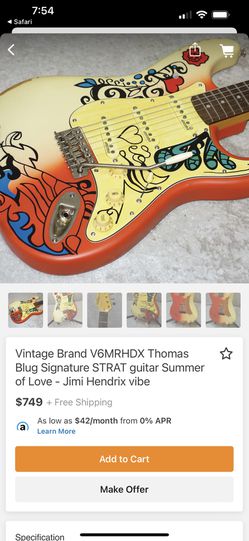 Guitars for Sale: Vintage V6-MRHDX Jimi Hendrix Monterey