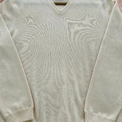 JWN 100% CASHMERE SWEATER-MENS SIZE L-CREAM-LONG SLEEVE-NEW w/o TAGS