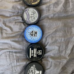 Signed And Used La Kings Hockey Pucks 