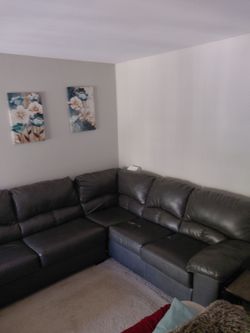 Dark Gray Leather Sectional Sofa