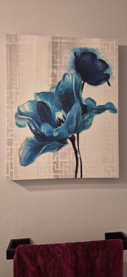 Blue Floral Canvas Wall Art