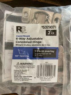 RELIABILT 105-Degree 1-1/4-in Overlay Concealed Self-Closing Nickel plated Cabinet Hinge, 2 -Pieces