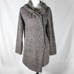 Edgy Gray Wool Blend Asymmetrical Zip Up Cardigan Size Large