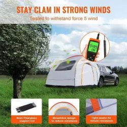 SUV Camping Tent, 8'-8' SUV Tent Attachment for Camping with Rain Layer and Carry Bag, PU2000mm Double Layer Truck Tent, Accommodate 6-8 Person, Rear 