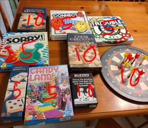Board Game Bundle and Dartboard Set - Sorry!, Connect 4, and More