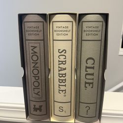 Vintage Bookshelf Games 3-Pack: Monopoly, Scrabble, Clue