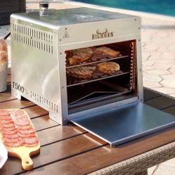 BIG HORN OUTDOORS 1500°F Infrared Grill Tabletop Broiler, Portable Propane Steak Cooker, Stainless Steel Outdoor BBQ Machine Steak Oven with Pizza Sto