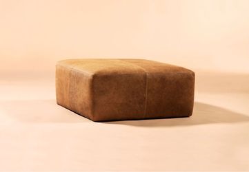 Large Brown Leather Ottoman