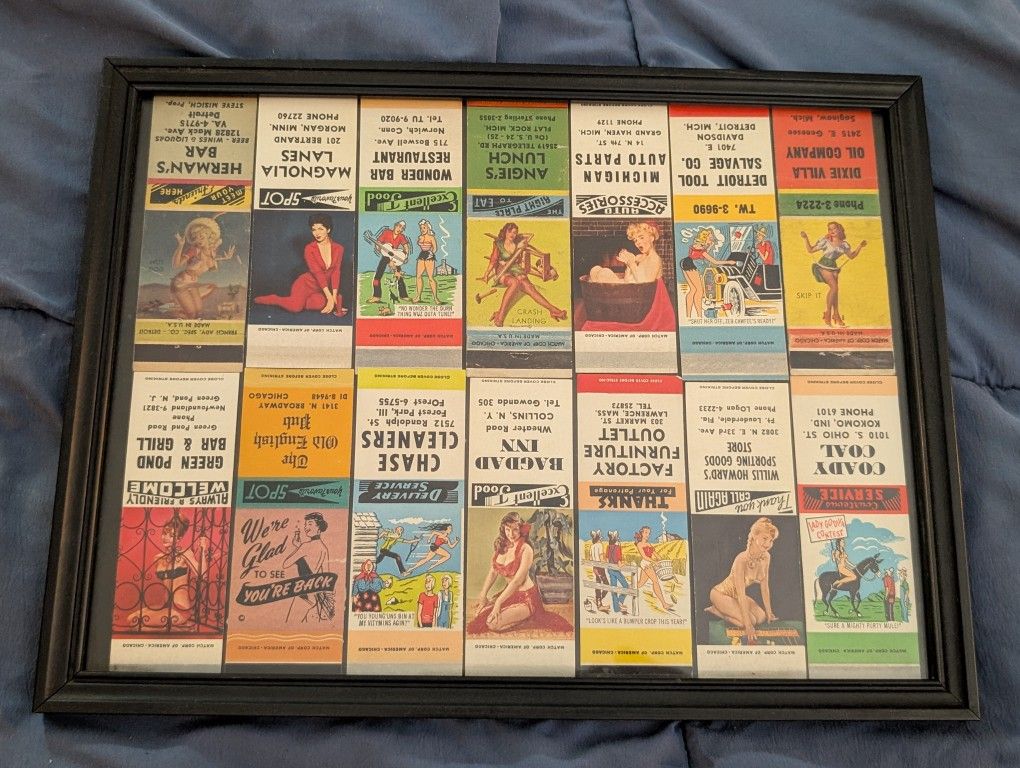 Vintage 1950s Advertising 9-3/4"x 12-3/4" matchbook display