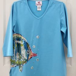 Quacker Factory Sequined Beachwear Top (M)