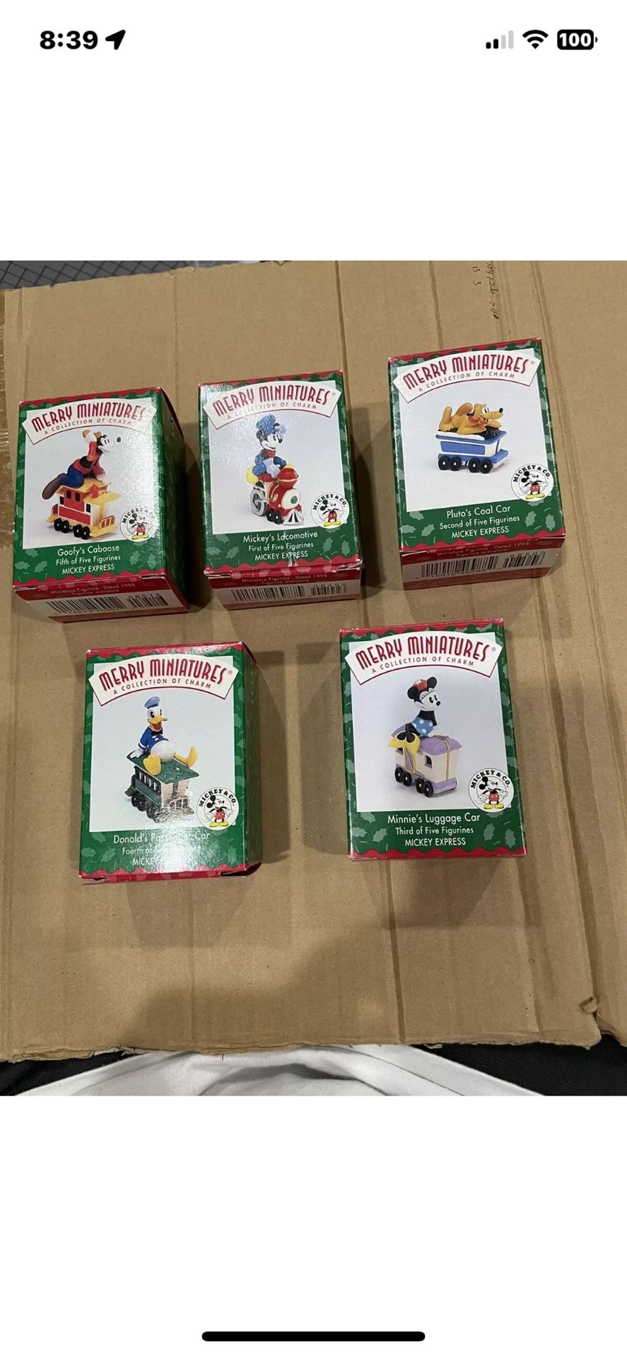 Hallmark Disney Christmas Ornaments set of 5