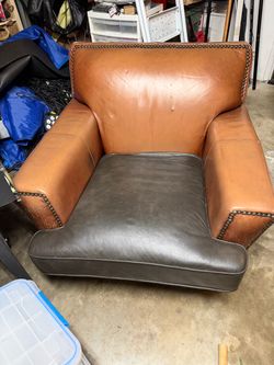 FREE Two-Tone Leather Club Chair with Nailhead Trim