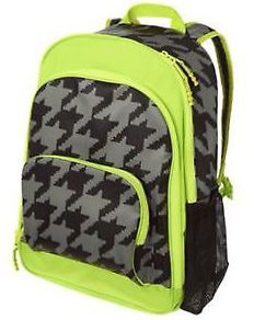 NWT Gymboree Gray Herringbone & Lime Backpack 