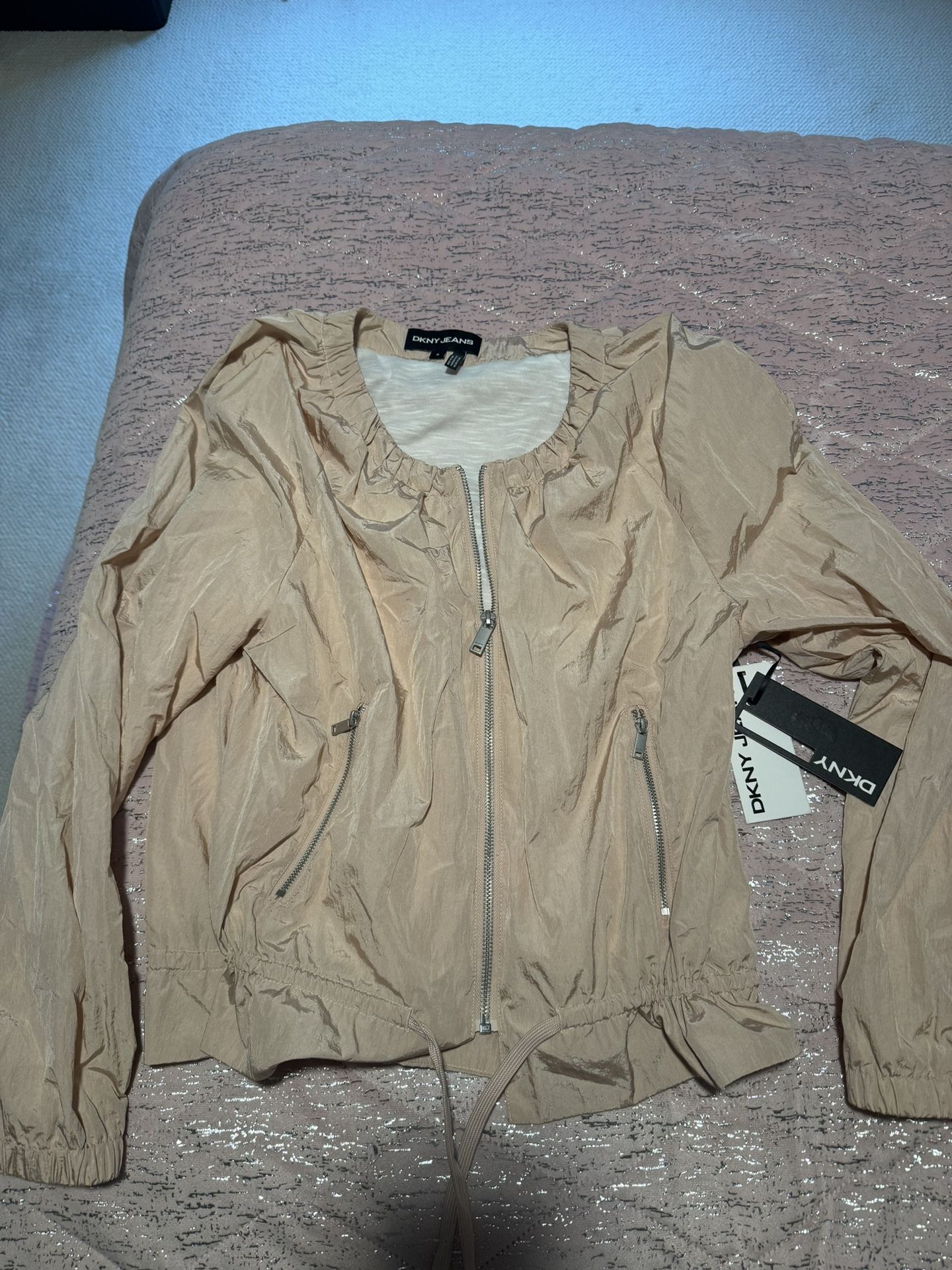Nwt Womens Medium Dkny Jeans Blush Pink Nylon Jacket