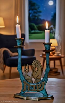 Vintage Brass SHABBAT  candleholder Made In Israel.