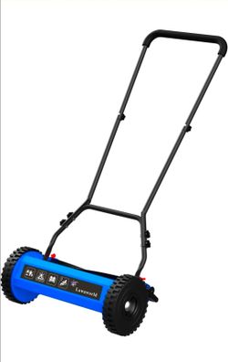 14-Inch Reel Lawn Mower with Tool-Free Blade Adjustment, 5-Blade Manual Push Lawn Mower, 5-Position Height Adjustable Hand Push Reel Mower for Small Y