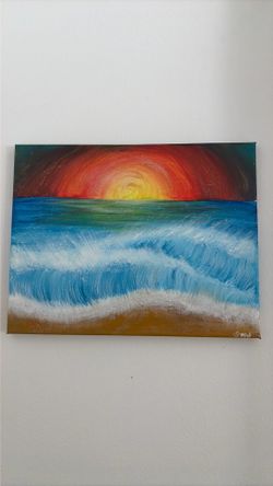 Ocean painting with sunset