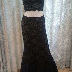 Black Lace Formal 2 Piece Dress 