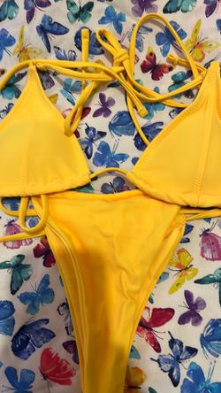 Bright yellow two piece bikini