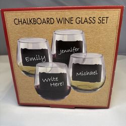 Chalkboard Wine Glass Set (x4)