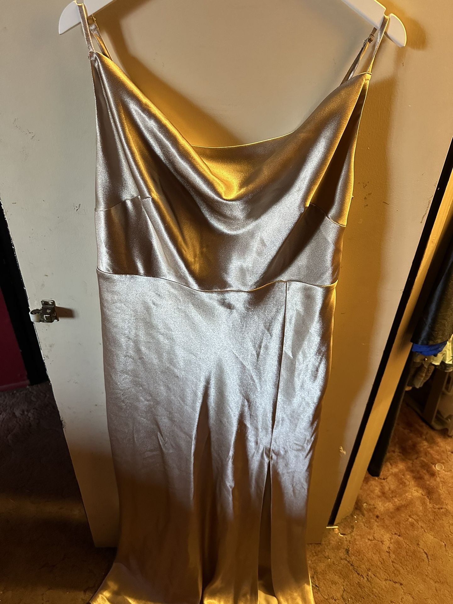Lisa Long Dress Shiny Satin Gold